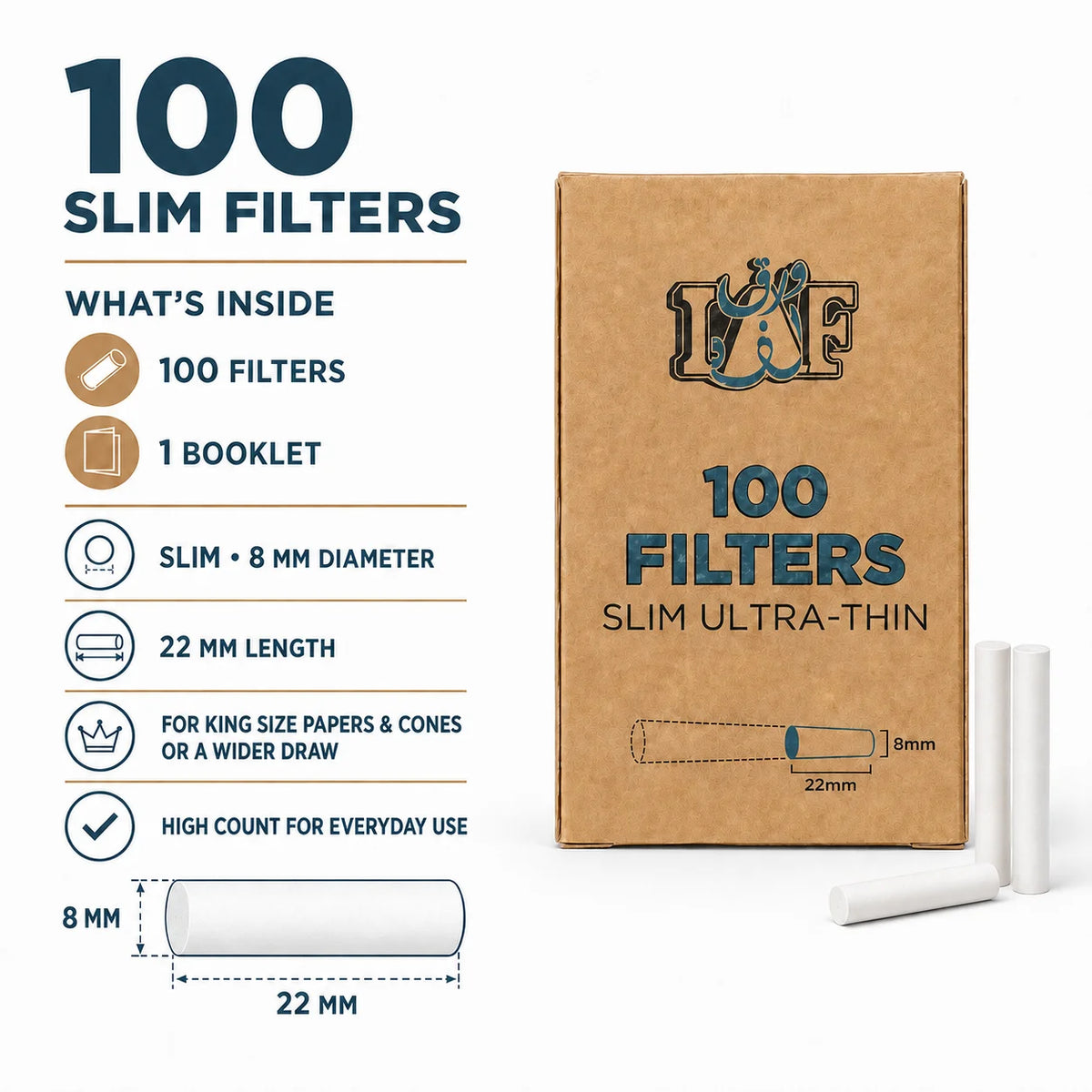 LAF Slim Ultra-Thin 8mm Rolling Filters Pack
