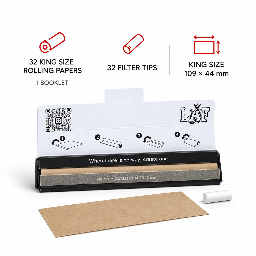 WarakLAF Brown Unbleached King Size Rolling Papers with Tips