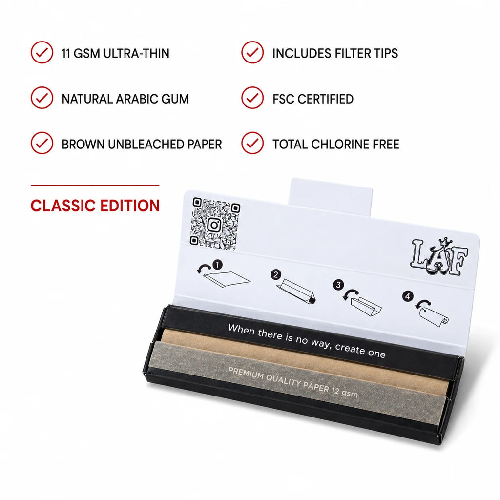 WarakLAF Brown Unbleached King Size Rolling Papers with Tips