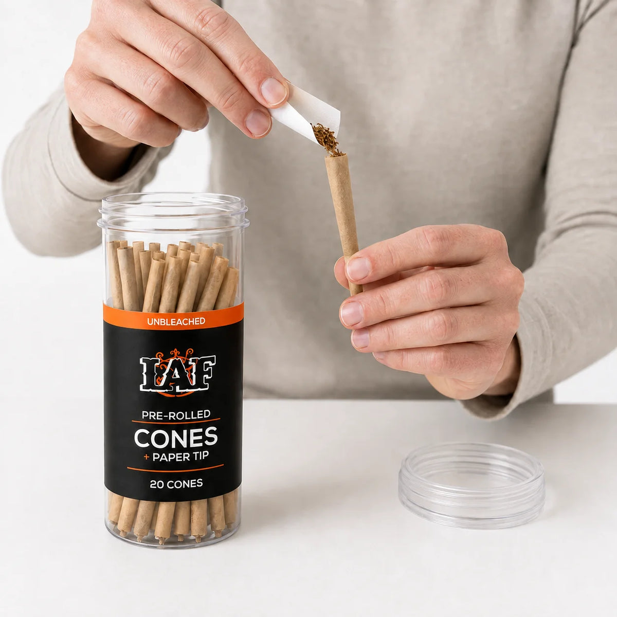 WarakLAF Unbleached Pre-Rolled Cones Jar - 20Pcs