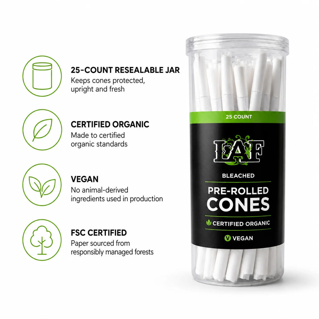 WarakLAF Classic White Pre-Rolled Cones Jar - 25Pcs