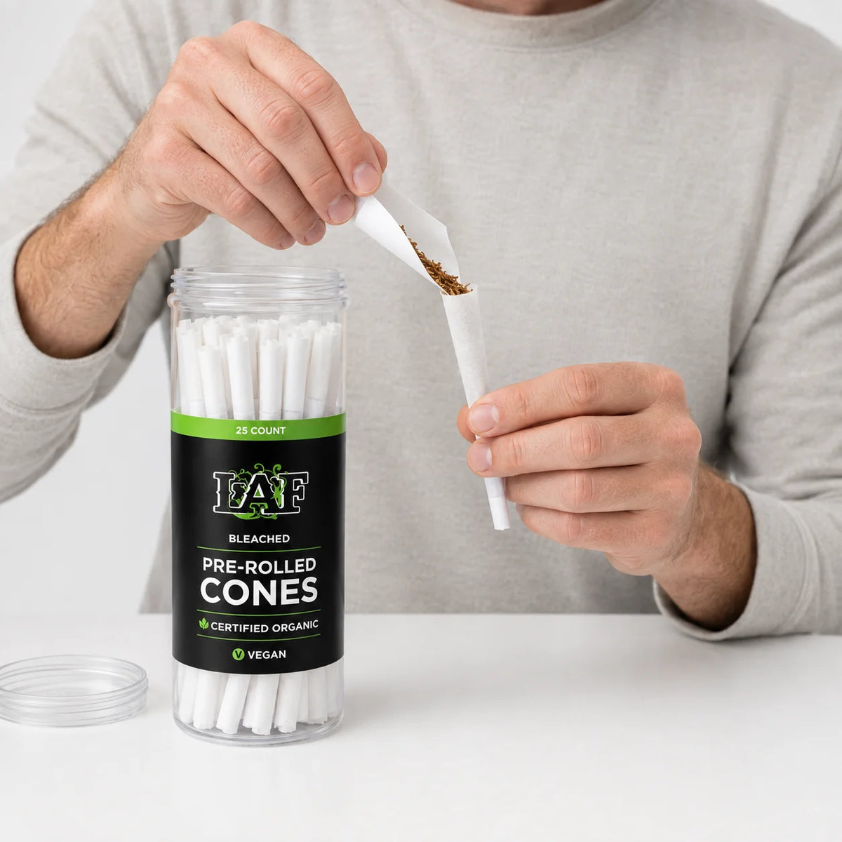 WarakLAF Classic White Pre-Rolled Cones Jar - 25Pcs