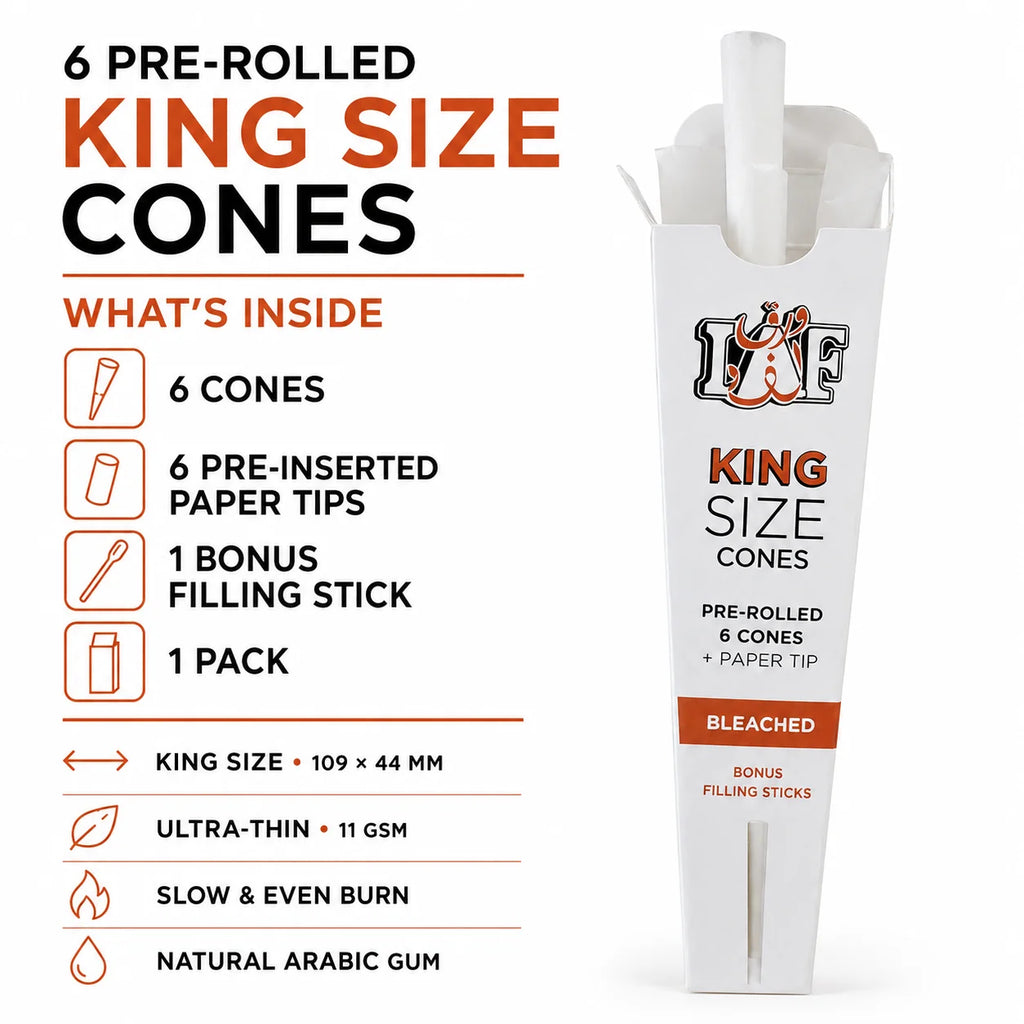WarakLAF Classic White Pre-Rolled Cones Pack - 6Pcs