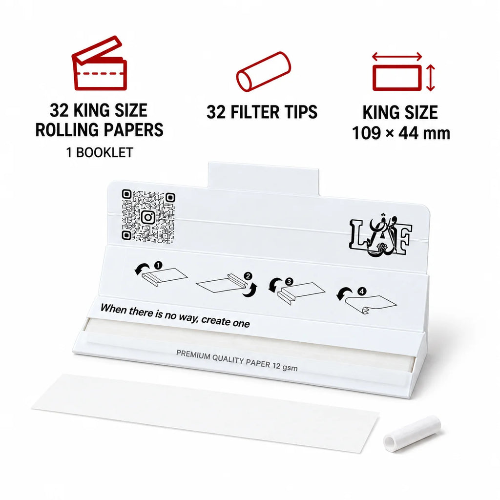 WarakLAF White Ultra-Thin King Size Rolling Papers with Tips