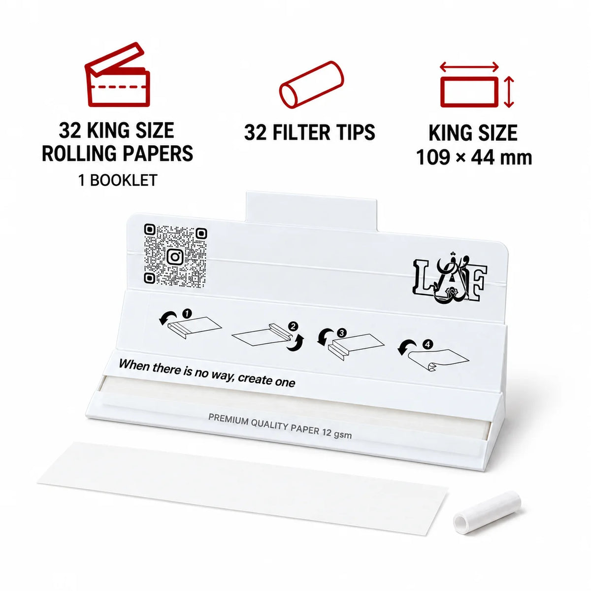 WarakLAF White Ultra-Thin King Size Rolling Papers with Tips